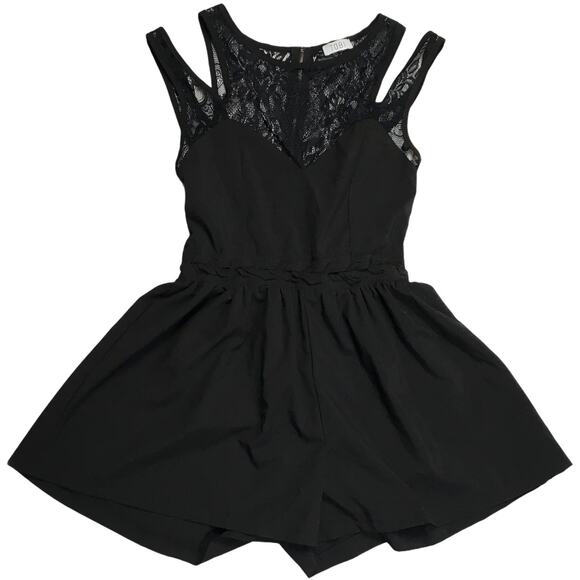 Tobi Romper Lace Cut Out Sleeveless Black Shorts Jumpsuit Women's Small S - Picture 3 of 14